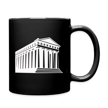 Antike griechische Tempelillustration - Tasse einfarbig - Schwarz - Rechts