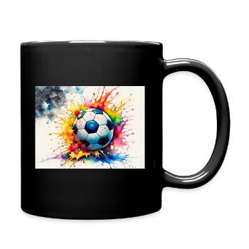 Ballon de football aquarelle explosif - Mug uni - noir - Droite
