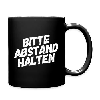 Bitte Abstand halten - Tasse einfarbig - Schwarz - Rechts