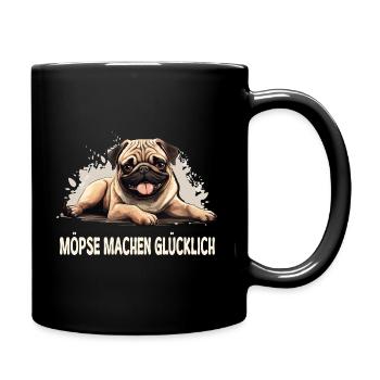 Happiness is… a pug in life! - Full Colour Mug - black - Right