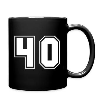 Sportliches Zahlendesign 40 Geburtstag - Tasse einfarbig - Schwarz - Rechts