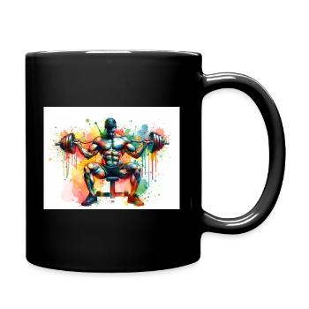 Homme musclé soulevant des poids dans un art coloré - Mug uni - noir - Droite