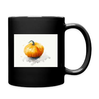 Jack'o Lantern Pumpkin - Hand Painted Watercolor Painting - Full Colour Mug - black - Right