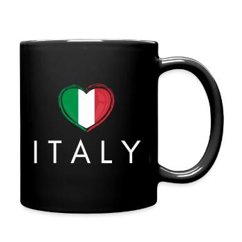 Herz mit italienischer Flagge, italienischer Stolz - Tasse einfarbig - Schwarz - Rechts
