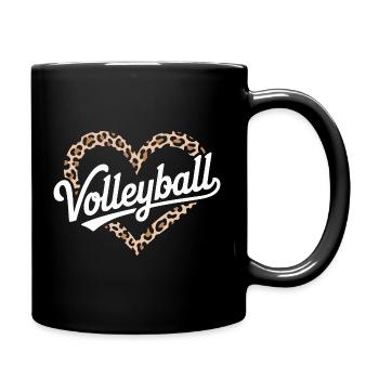 Leopard Herz Volleyball Design - Tasse einfarbig - Schwarz - Rechts