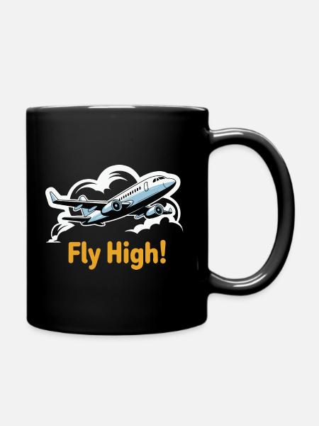 Jet dans le ciel illustration voler haut - Mug uni - noir