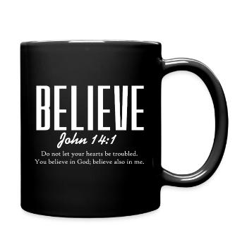 Glaube an Gott Johannes 14,1 - Tasse einfarbig - Schwarz - Rechts