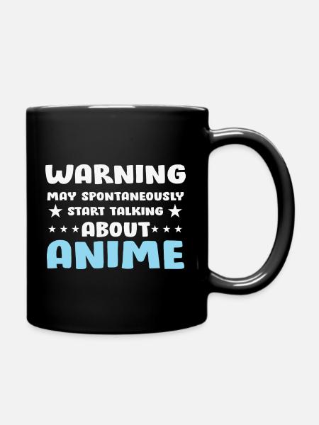 Anime Gesprächs-Warnung Spruch Shirt - Tasse einfarbig - Schwarz