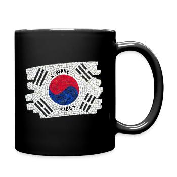 K-Wave Vibes Korea Flag Mosaic Design - Full Colour Mug - black - Right