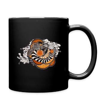 Spirale orange motif noir et blanc - Mug uni - noir - Droite