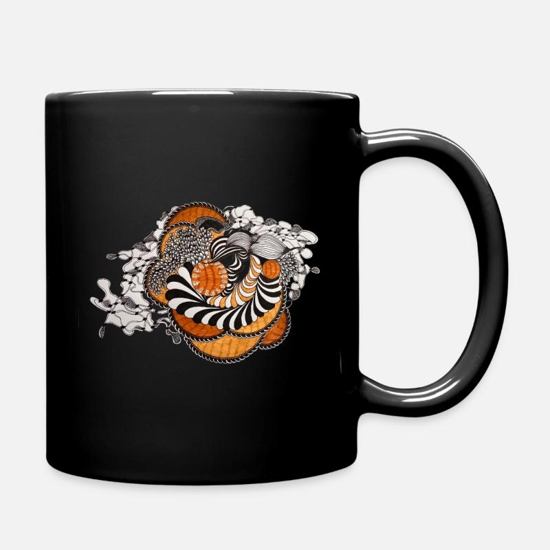 Spirale orange motif noir et blanc - Mug uni - noir
