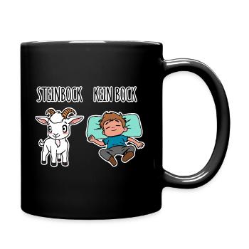 Steinbock - Kein Bock - Achtung Flachwitz! - Tasse einfarbig - Schwarz - Rechts