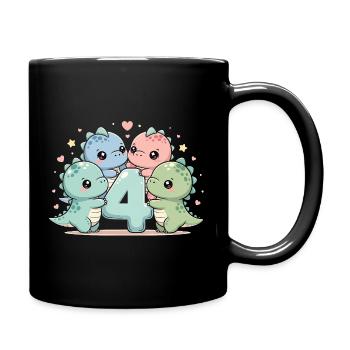 4ème anniversaire Dino dinosaure 4 ans cadeau - Mug uni - noir - Droite