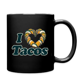 Ich liebe Tacos Herz - Tasse einfarbig - Schwarz - Rechts