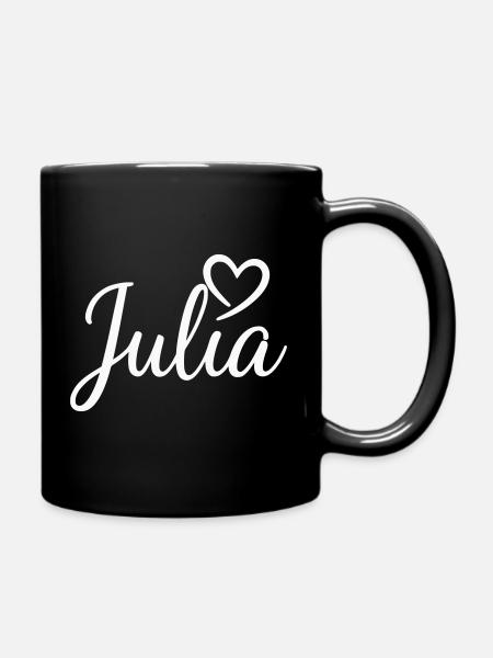 Julia Namensschrift mit Herz - Tasse einfarbig - Schwarz