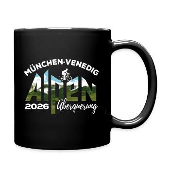 Alpenüberquerung 2026 München Venedig, Fahrrad - Tasse einfarbig - Schwarz - Rechts