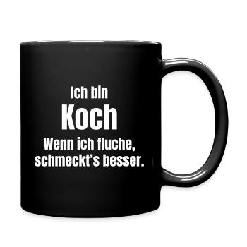 Koch Spruch: Wenn Fluchen schmeckt - Tasse einfarbig - Schwarz - Rechts