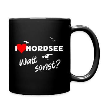 Nordsee Liebe Watt Design - Tasse einfarbig - Schwarz - Rechts