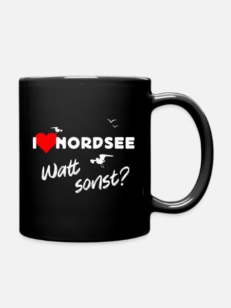 Nordsee Liebe Watt Design - Tasse einfarbig - Schwarz