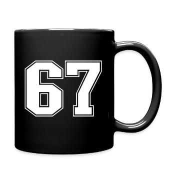 Fun 67 Zahl 6-7 6 7 Sechs Sieben - Tasse einfarbig - Schwarz - Rechts