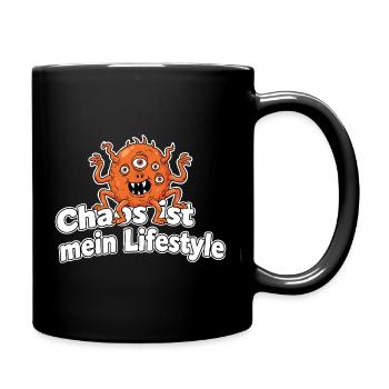 Chaos ist mein Lifestyle Monster - Tasse einfarbig - Schwarz - Rechts