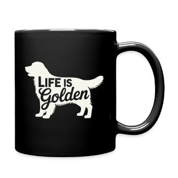 Life is Golden Retriever - Full Colour Mug - black - Right