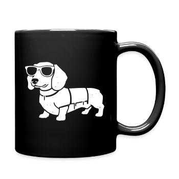 Dachshund Dog Sunglasses Walking Vector - Full Colour Mug - black - Right