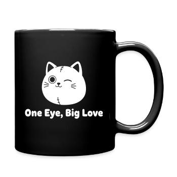 Winkekatze Patchwork Liebe - Tasse einfarbig - Schwarz - Rechts