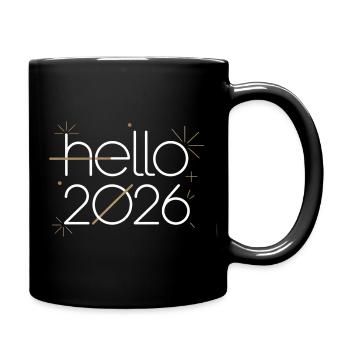 Hallo 2026 Line Art Neon - Tasse einfarbig - Schwarz - Rechts