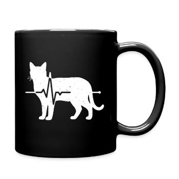Katze Herzschlag EKG Puls Grunge Vektor - Tasse einfarbig - Schwarz - Rechts