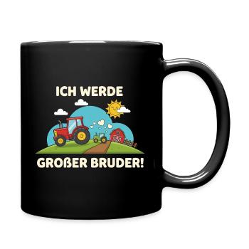 I'm Going Big Brother Tractor Farm Cute - Full Colour Mug - black - Right
