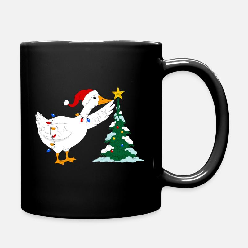Gans und Weihnachtsbaum - Tasse einfarbig - Schwarz