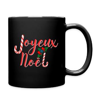 Joyeux Noël typographie festive candy cane - Mug uni - noir - Droite