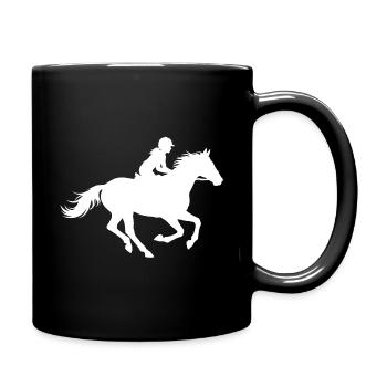 Rider Horse Silhouette Gallop Love White - Full Colour Mug - black - Right