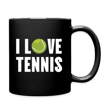 Ich liebe Tennis - Tasse einfarbig - Schwarz - Rechts