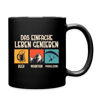Gleitschirm DAS EINFACHE LEBEN GENIESSEN Lustig - Tasse einfarbig - Schwarz - Rechts