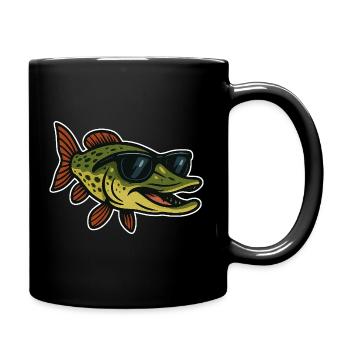 Brochet avec des lunettes de soleil - Mug uni - noir - Droite