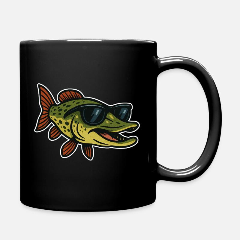 Hecht mit Sonnenbrille - Tasse einfarbig - Schwarz