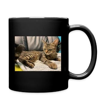 Gemütliche Tigerkatze im Licht - Tasse einfarbig - Schwarz - Rechts