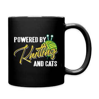 Propulsé par le tricot et la vie humoristique des chats - Mug uni - noir - Droite