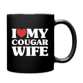 I Love My Cougar Wife Cadeau Saint Valentin Humour - Mug uni - noir - Droite