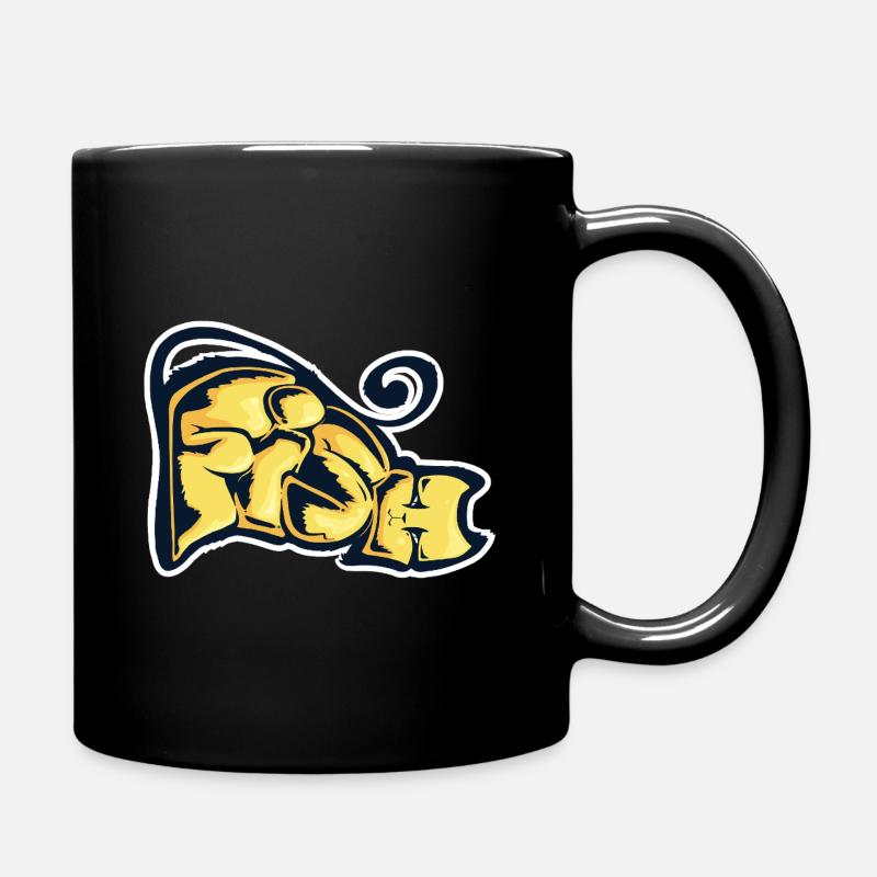 Fish, a drawn word - Full Colour Mug - black