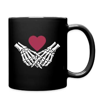 eternal love | Bone Hands | Skeleton | Heart - Full Colour Mug - black - Right