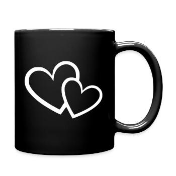 white heart white gift valentine's day - Full Colour Mug - black - Right