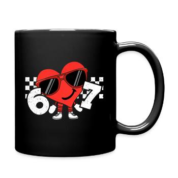 Funny Valentines Heart 67 Six Seven - Tasse einfarbig - Schwarz - Rechts