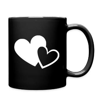 white heart white gift valentine's day - Full Colour Mug - black - Right