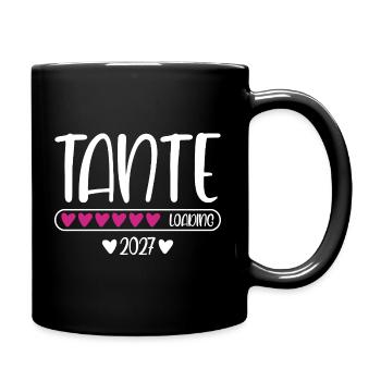 Tante 2027 loading mit Herzchen Ladebalken - Tasse einfarbig - Schwarz - Rechts
