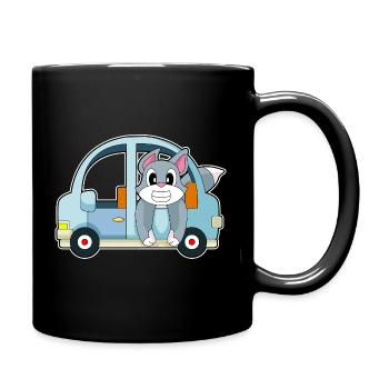 Katze Auto - Tasse einfarbig - Schwarz - Rechts