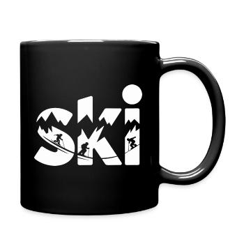 Ski Mountain Panorama Typo Design - Full Colour Mug - black - Right