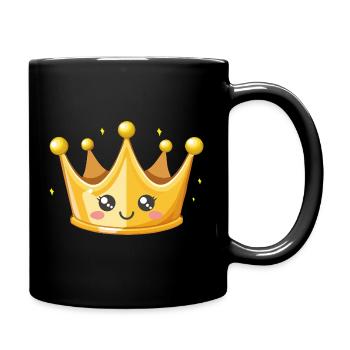 Kawaii Goldene Krone Illustration - Tasse einfarbig - Schwarz - Rechts